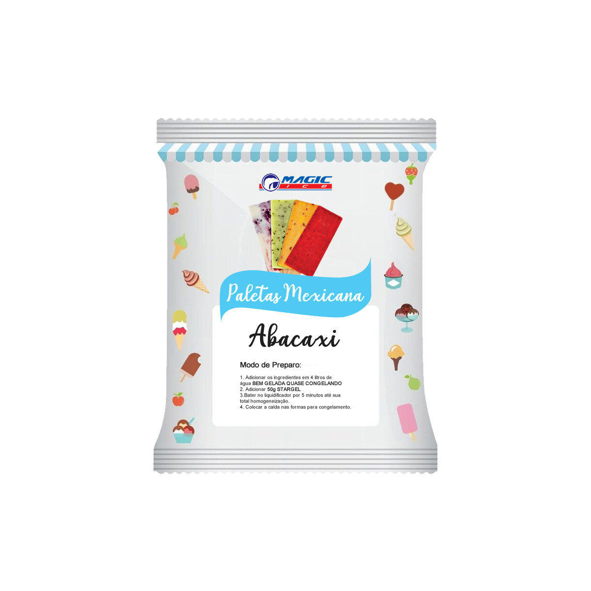 BASE PARA PALETA MEXICANA BASE LEITE MAGIC ICE - SABOR ABACAXI