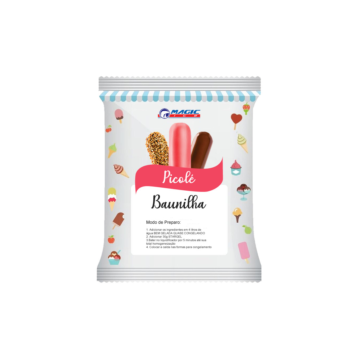 BASE PARA PICOLÉ BASE LEITE MAGIC ICE - SABOR BAUNILHA