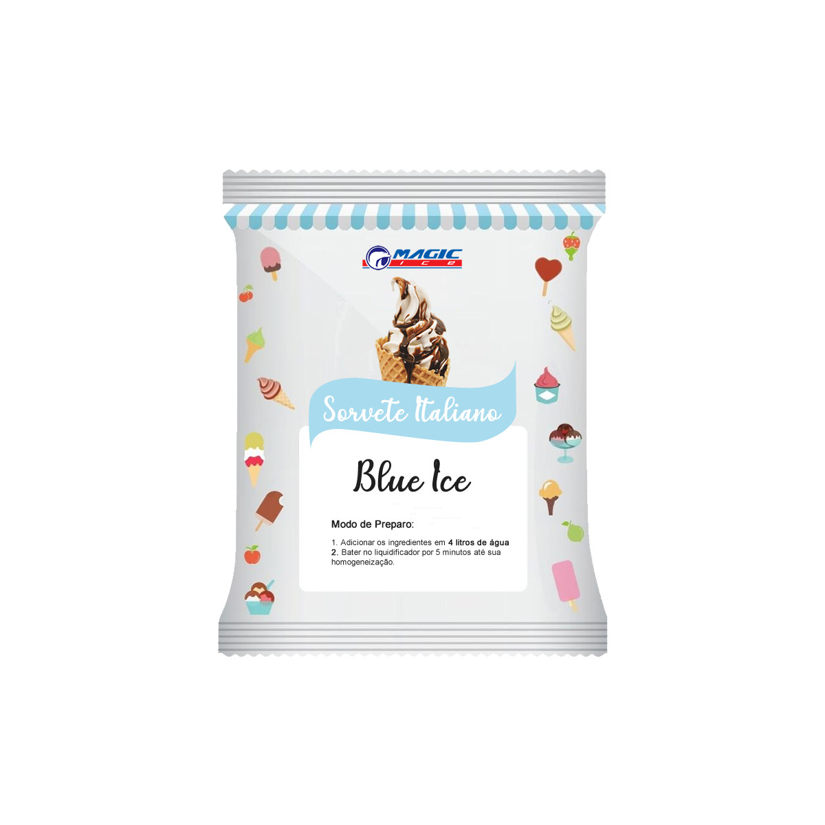 BASE PARA SORVETE ITALIANO E SOFT MAGIC ICE - SABOR BLUE ICE