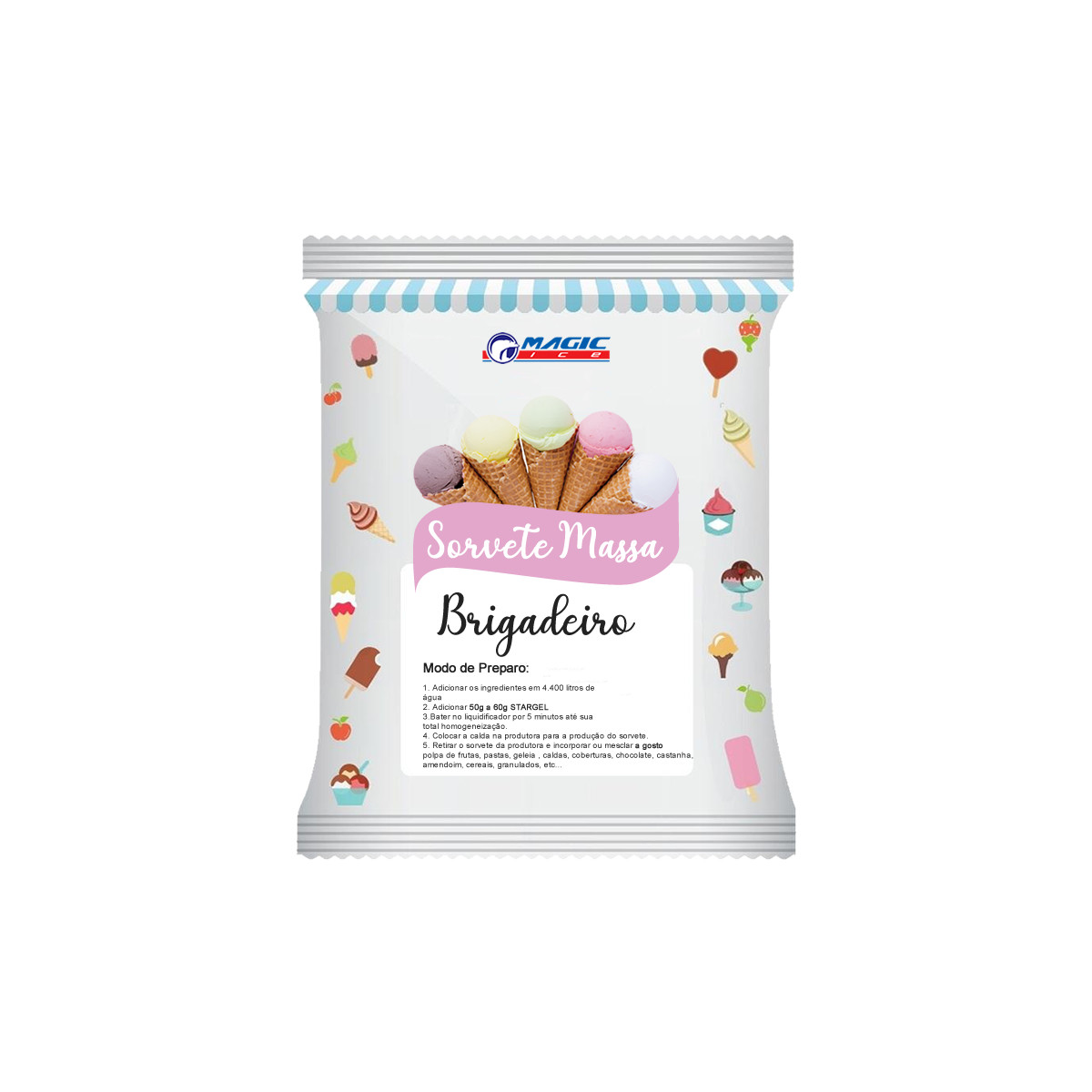 BASE PARA SORVETE MASSA MAGIC ICE - SABOR BRIGADEIRO