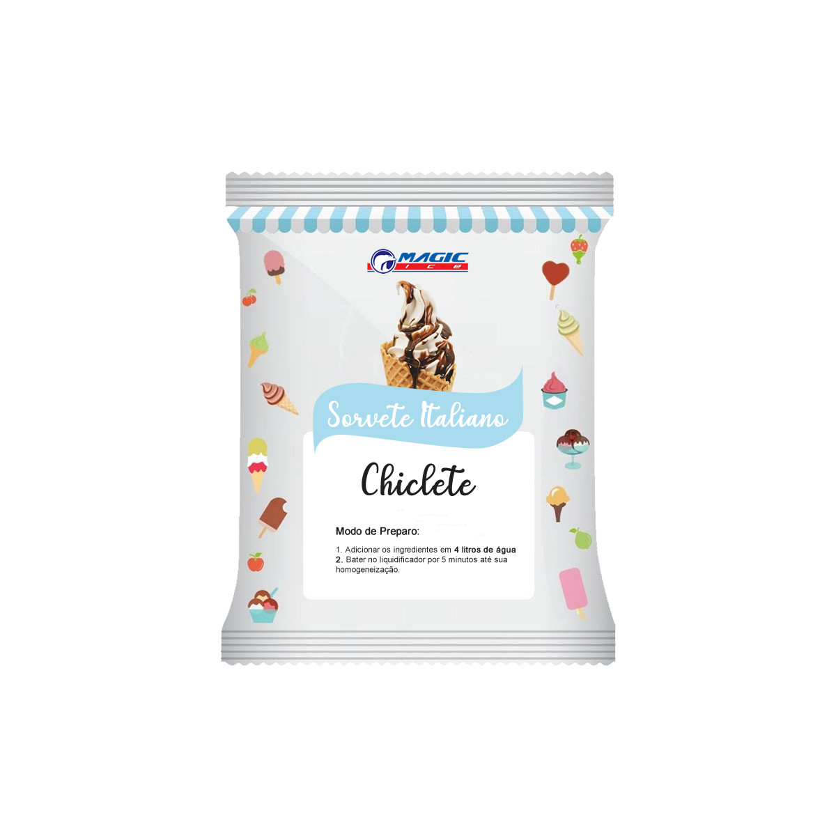 BASE PARA SORVETE ITALIANO E SOFT MAGIC ICE - SABOR CHICLETE