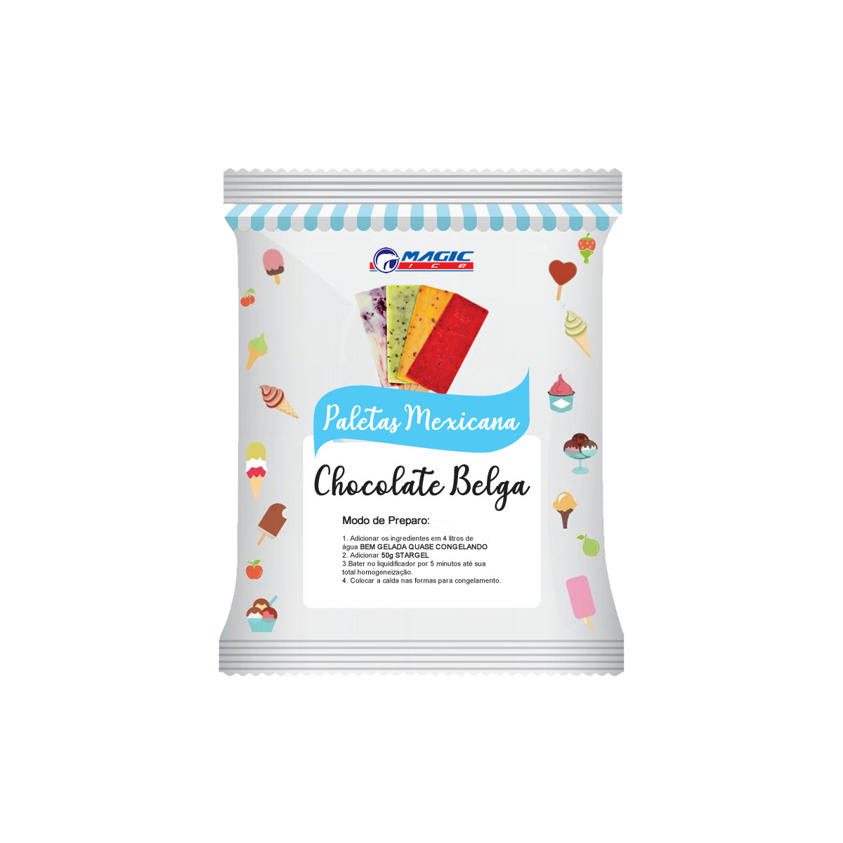 BASE PARA PALETA BASE LEITE MAGIC ICE - SABOR CHOCOLATE BELGA