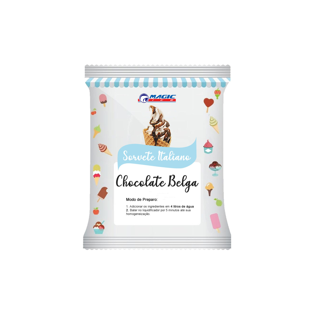 BASE PARA SORVETE ITALIANO E SOFT MAGIC ICE - SABOR CHOCOLATE BELGA