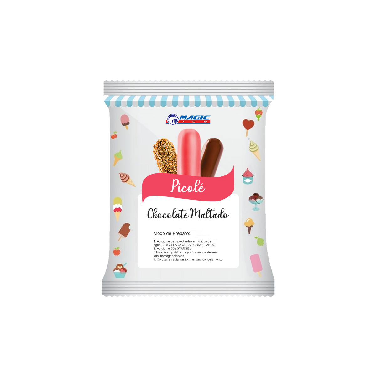 BASE PARA PICOLÉ BASE LEITE MAGIC ICE - SABOR CHOCOLATE MALTADO