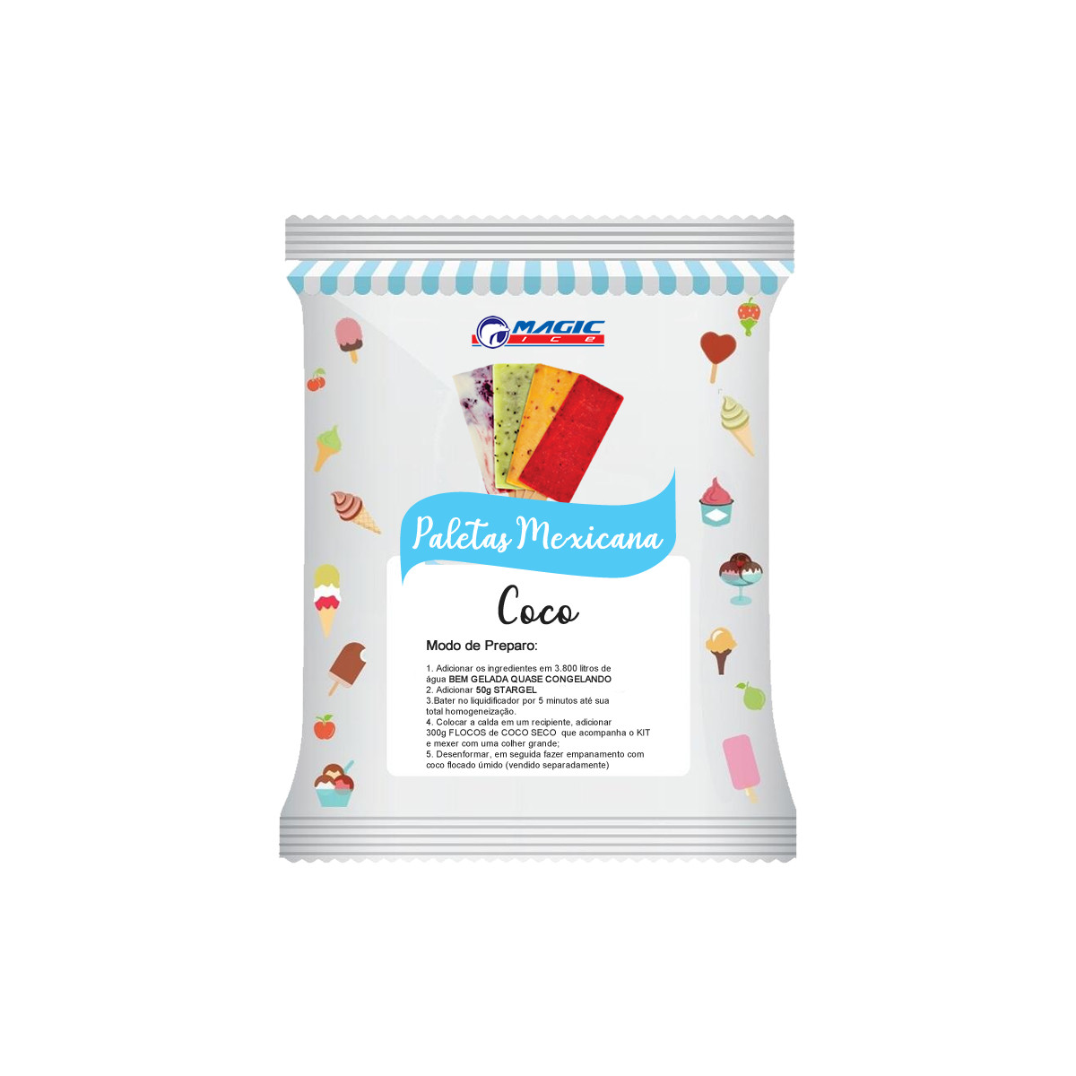 BASE PARA PALETA BASE LEITE MAGIC ICE - SABOR COCO