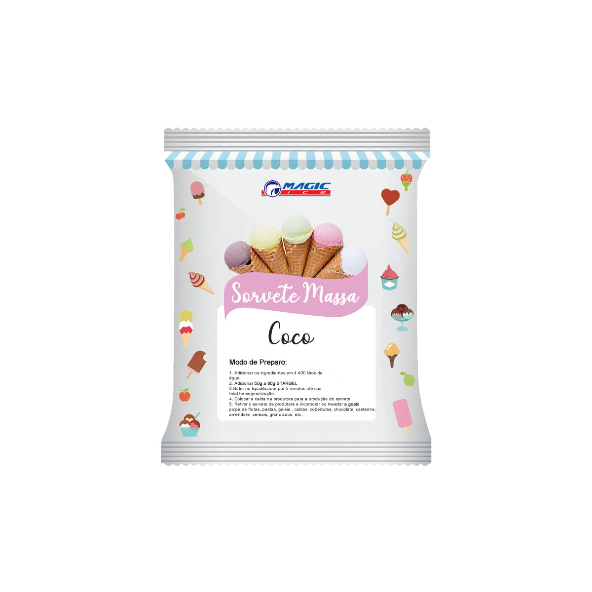 BASE PARA SORVETE MASSA MAGIC ICE - SABOR COCO