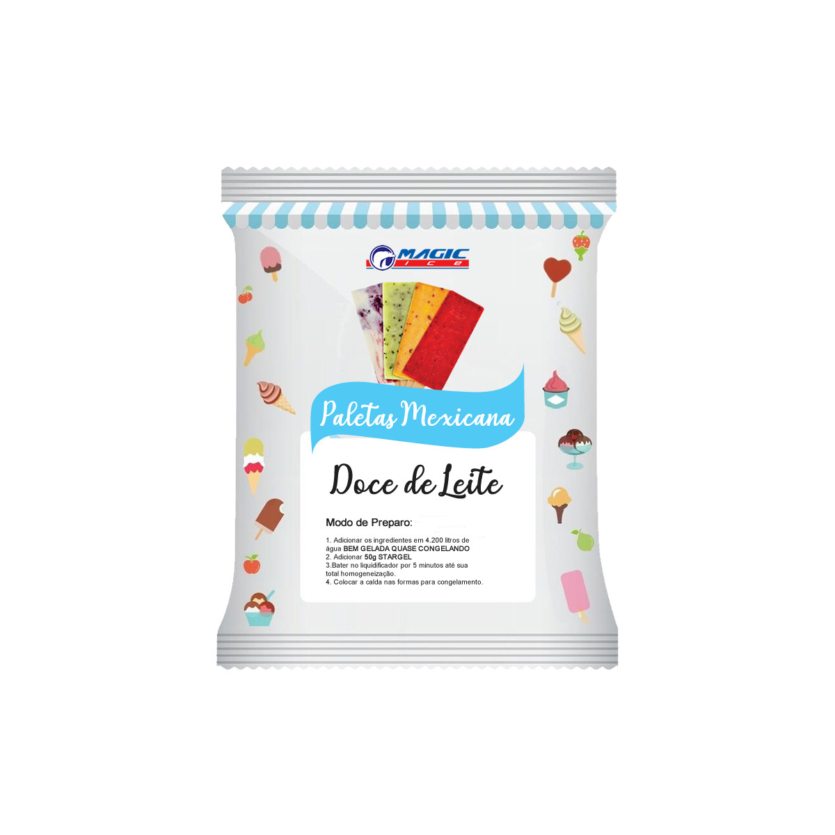 BASE PARA PALETA BASE LEITE MAGIC ICE - SABOR DOCE DE LEITE