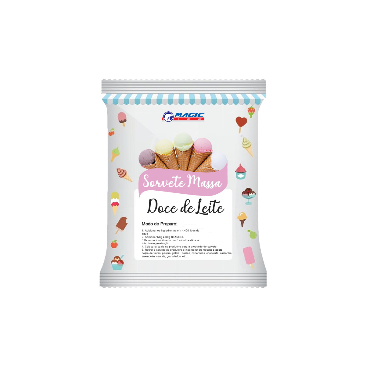 BASE PARA SORVETE MASSA MAGIC ICE - SABOR DOCE DE LEITE