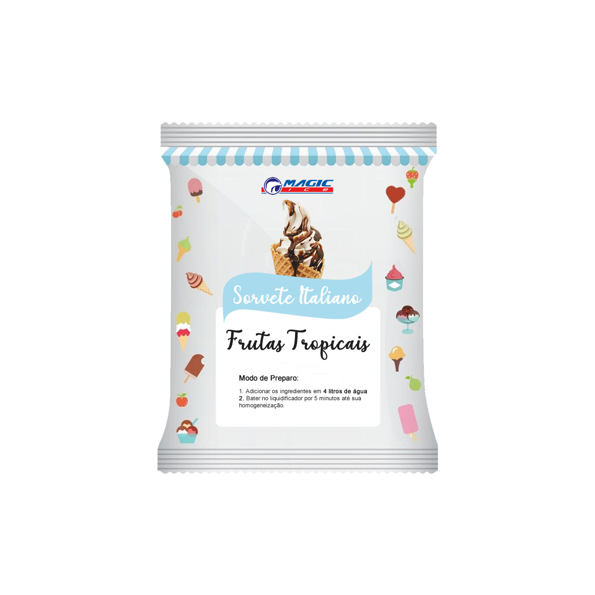 BASE PARA SORVETE ITALIANO E SOFT MAGIC ICE - SABOR FRUTAS TROPICAIS