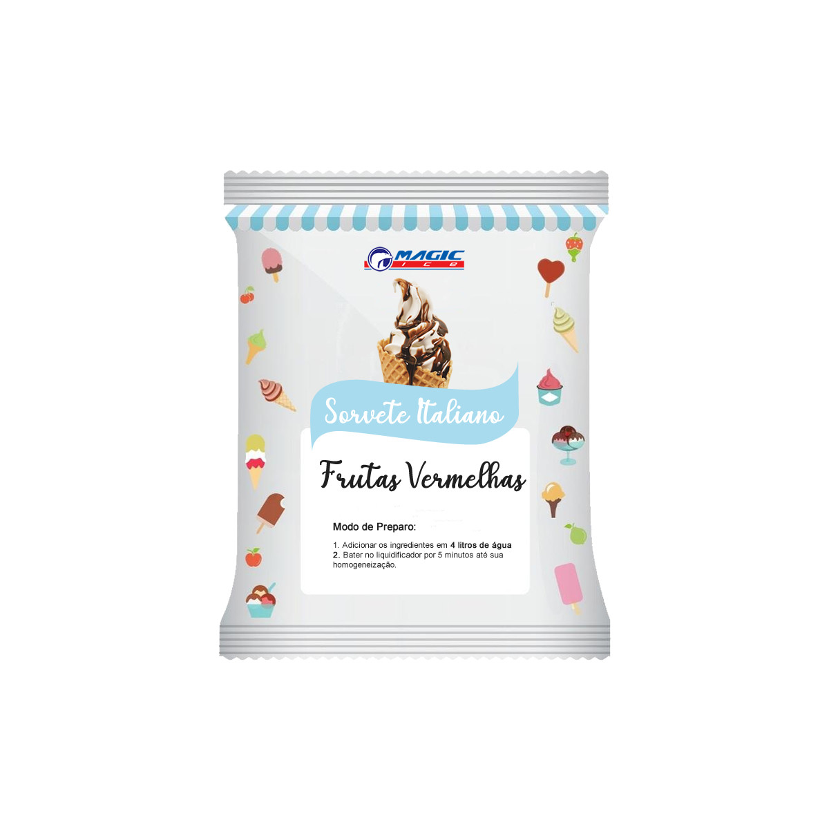 BASE PARA SORVETE ITALIANO E SOFT MAGIC ICE - SABOR FRUTAS VERMELHAS