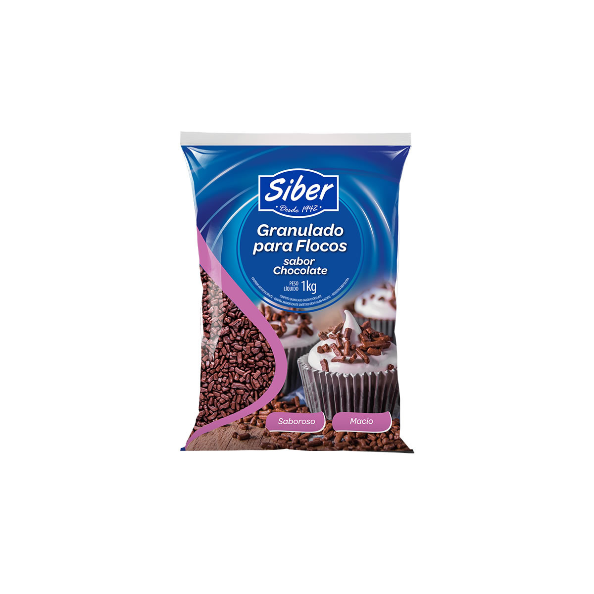 GRANULADO PARA FLOCOS SIBER - SABOR CHOCOLATE - 1KG