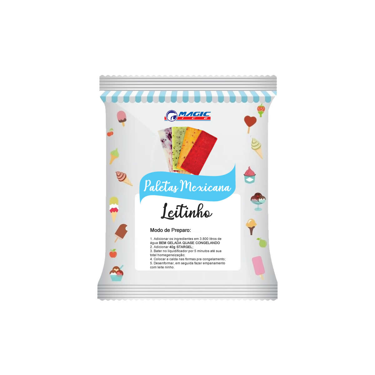 BASE PARA PALETA BASE LEITE MAGIC ICE - SABOR LEITINHO