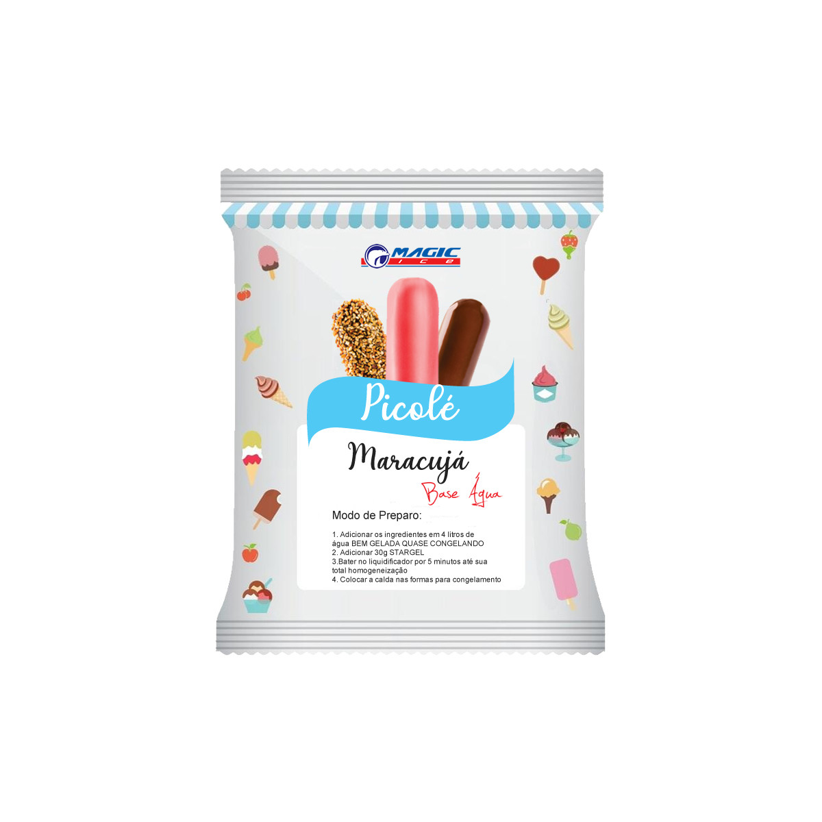 BASE PARA PICOLÉ BASE ÁGUA MAGIC ICE - SABOR MARACUJA