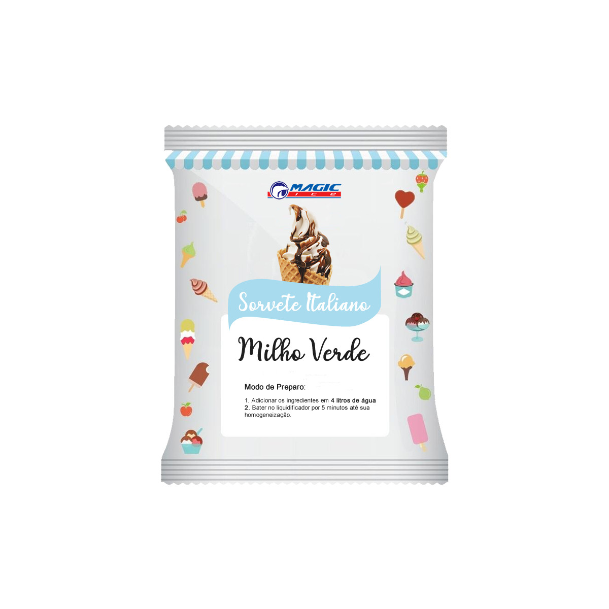 BASE PARA SORVETE ITALIANO E SOFT MAGIC ICE - SABOR MILHO VERDE