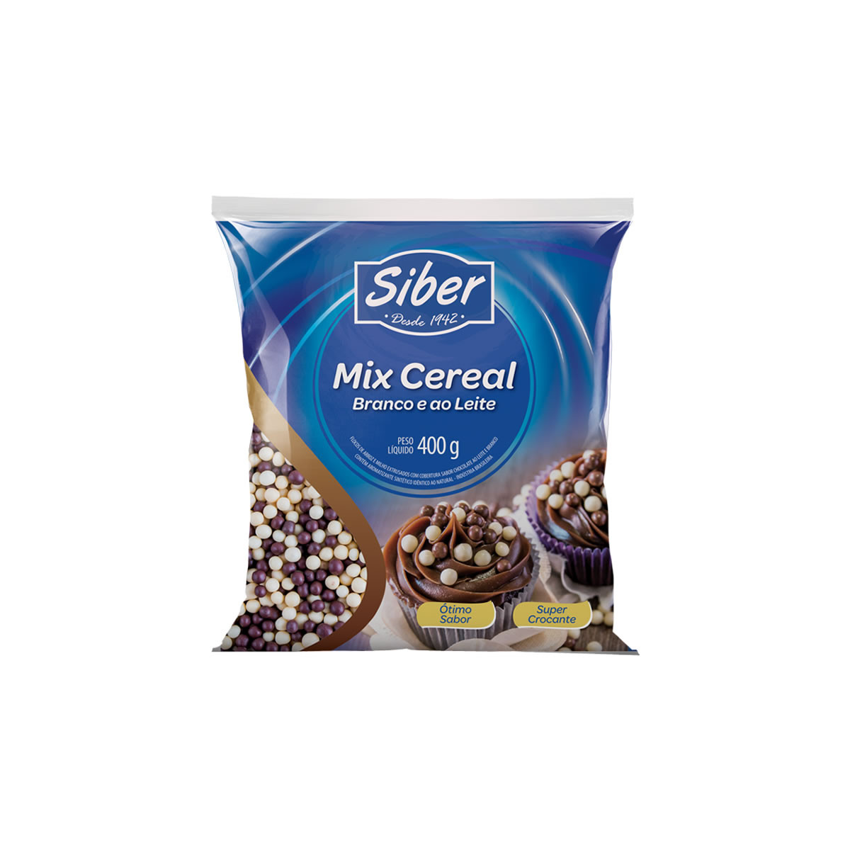 MIX CEREAL SIBER - SABOR CHOCOLATE AO LEITE E BRANCO 400G