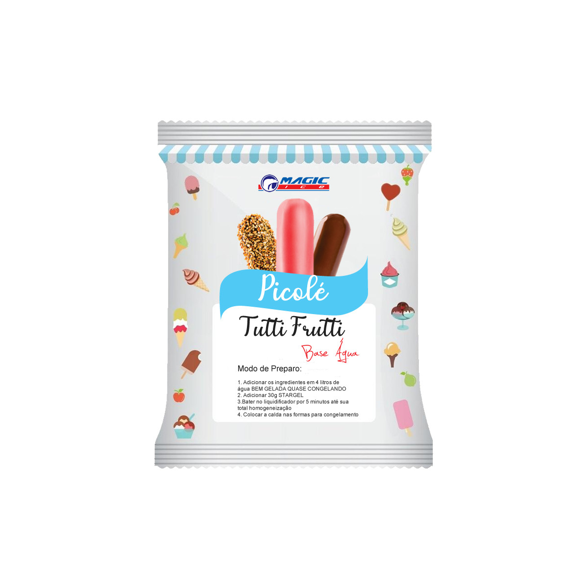 BASE PARA PICOLÉ BASE ÁGUA MAGIC ICE - SABOR TUTTI FRUTTI