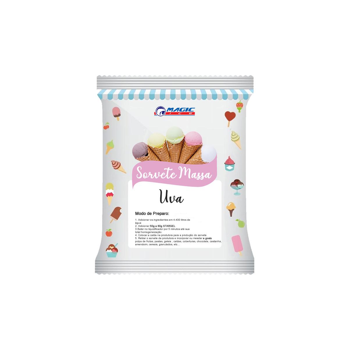 BASE PARA SORVETE MASSA MAGIC ICE - SABOR UVA